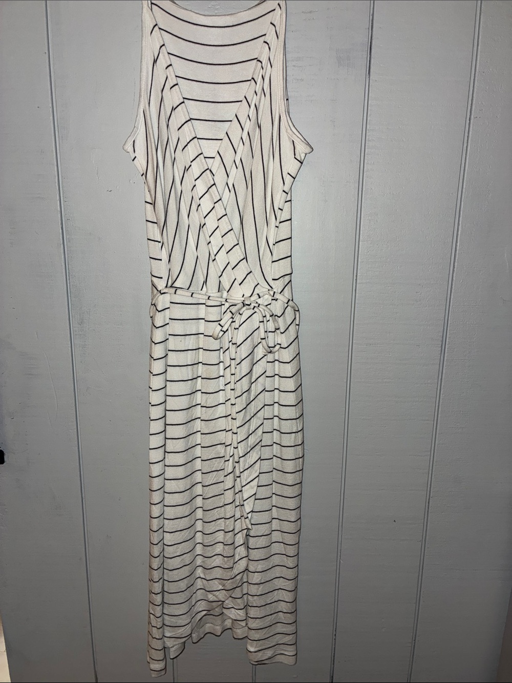 41 Hawthorn Cream and Black Striped Sleeveless Wrap Maxi Dress size small